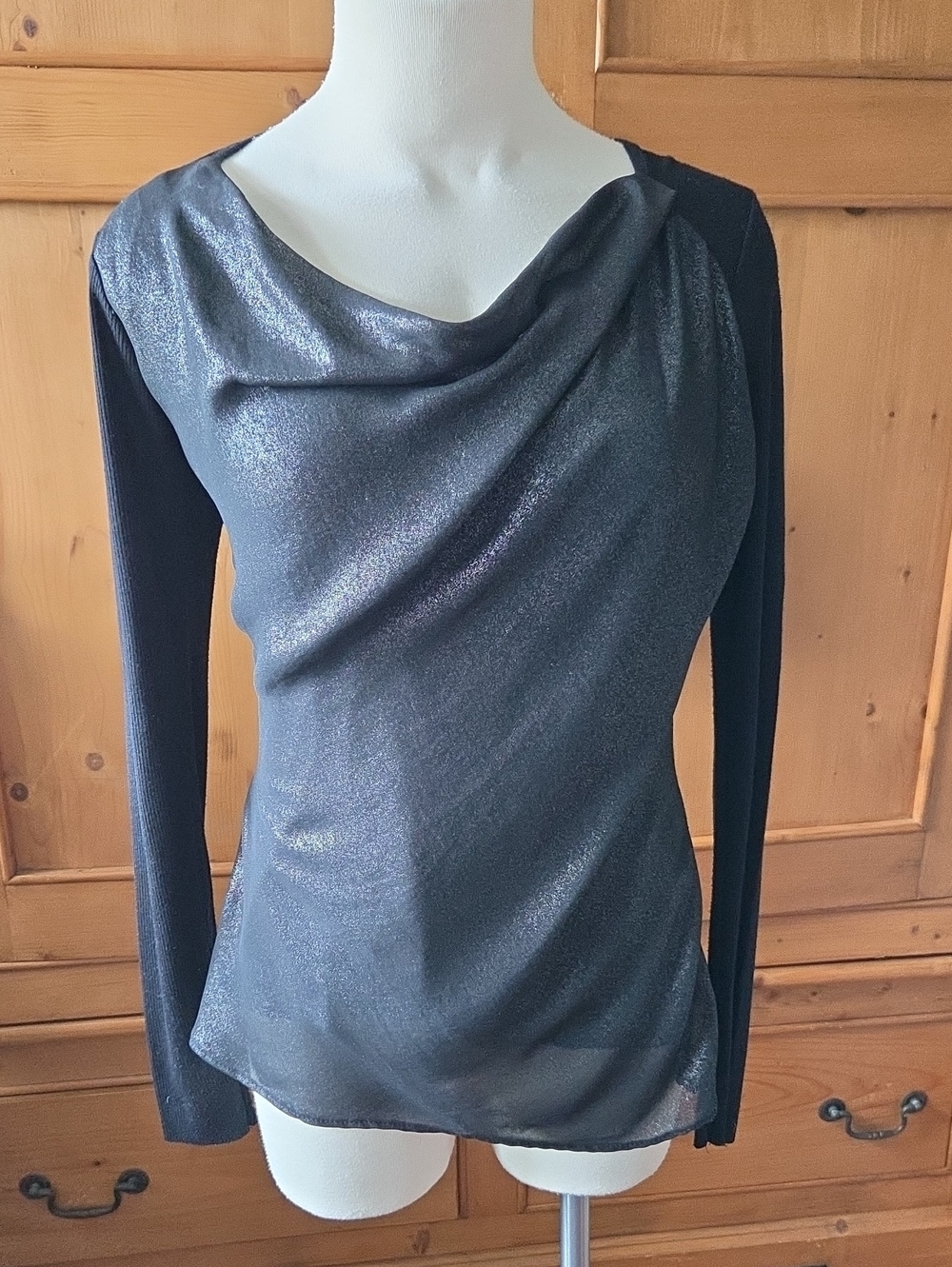 Lola & Sophie Sparkly Black Long Sleeve Top Size XS